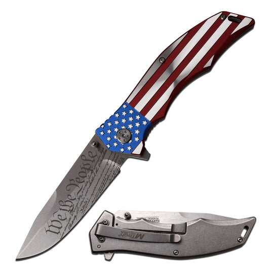 We the People, US Flag, Stainless Steel Blade, Aluminum Handle, Folding Pocket Knife
