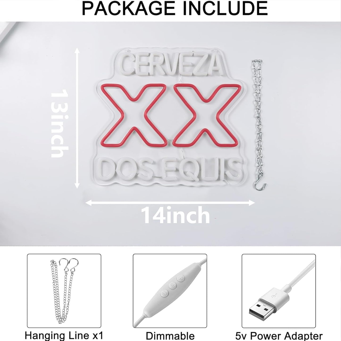 XX Beers Neon Sign for Bar, Man-Cave, LED, Dimming, Wall Decor, 14"×13"