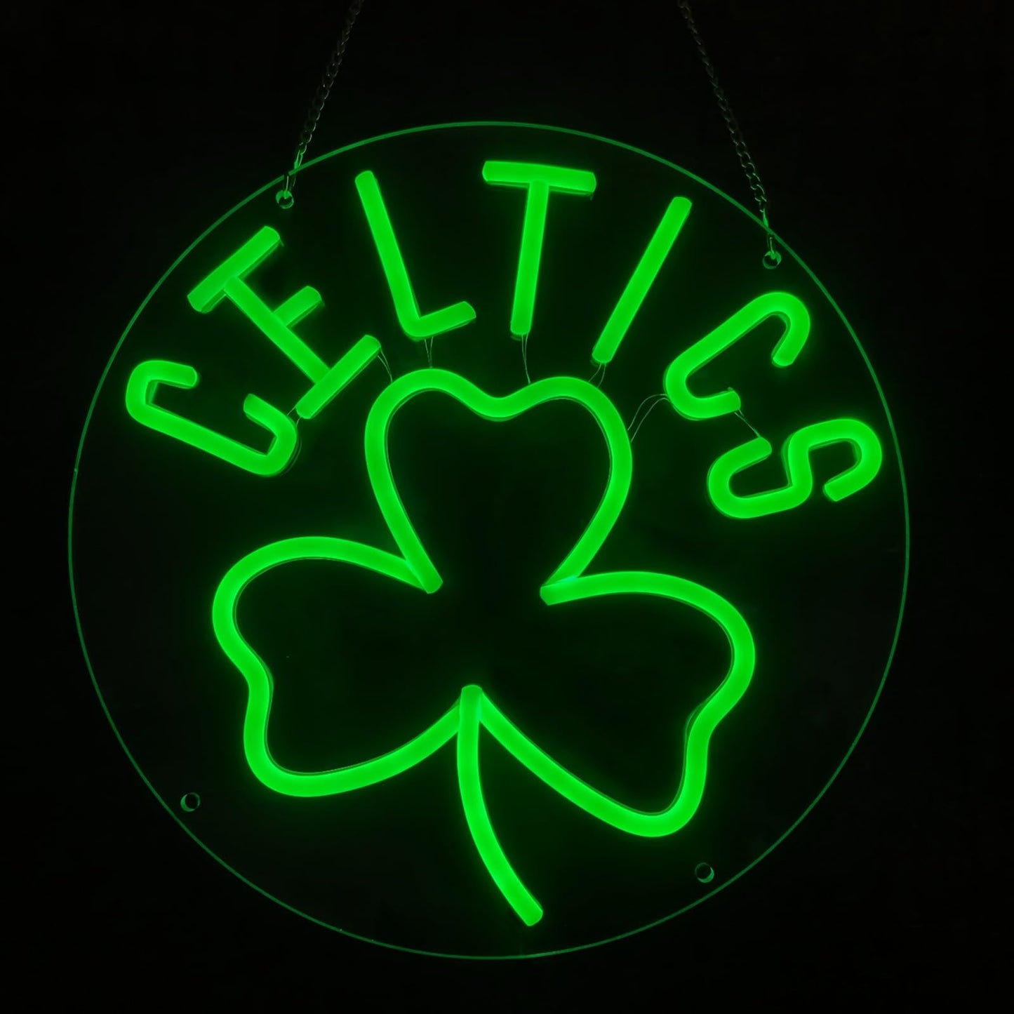 Basketball Celtic LED Hanging Sign, Dimmable, USB, 12x12 inches Boston
