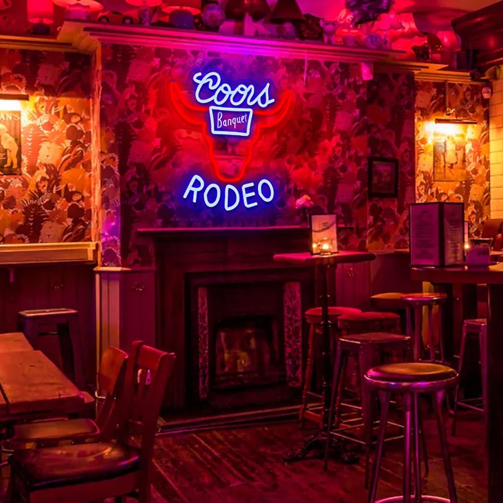Cowboy Rodeo Banquet LED Bar Sign, USB, Dimmable, 12.79" x 12.2" inches