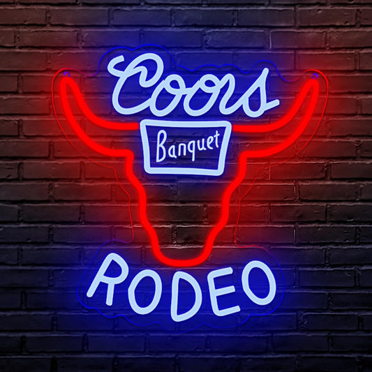 Cowboy Rodeo Banquet LED Bar Sign, USB, Dimmable, 12.79" x 12.2" inches
