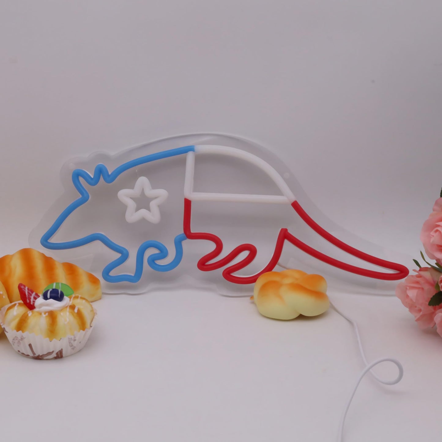 Texas Armadillo LED Neon Sign, Dimmable, USB Powered, 14x13 inches