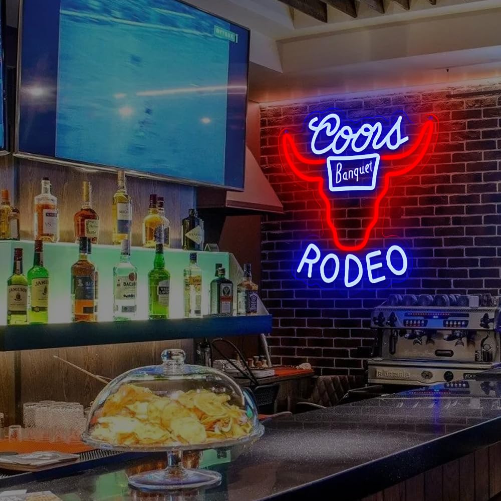 Cowboy Rodeo Banquet LED Bar Sign, USB, Dimmable, 12.79" x 12.2" inches