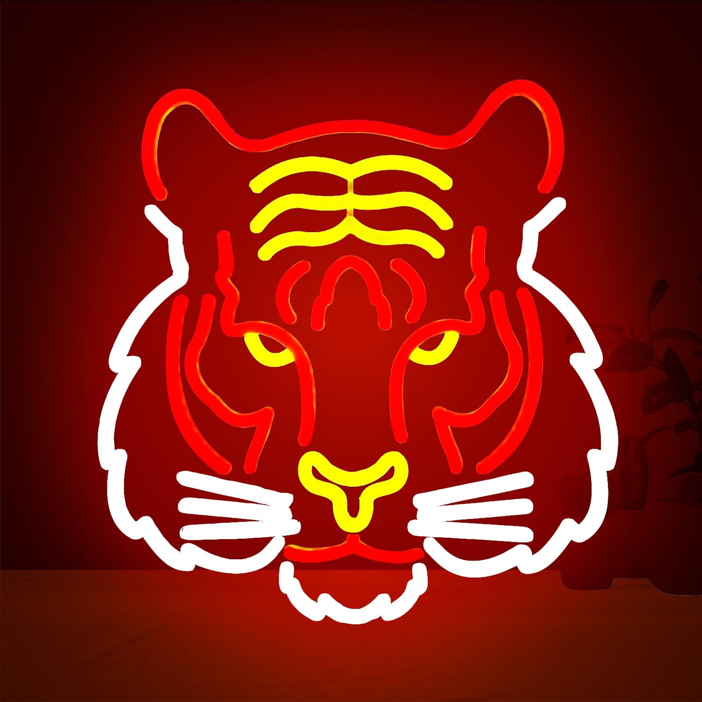 Tiger Neon Neon LED Hanging Sign, Dimmable, USB, 13x13 inches