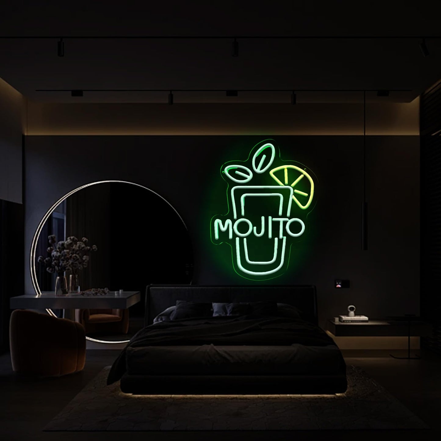 Mojito Neon Sign LED, Dimmable, USB, Wall Hanging (16 x 12.4 Inch)