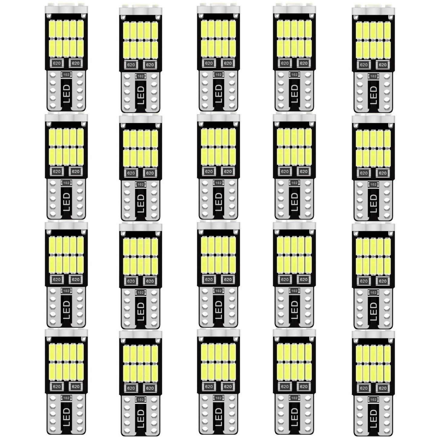 20 Pack Xtreme Bright T10, 168, 194, W5W LED Bulbs for Car Interior/exterior