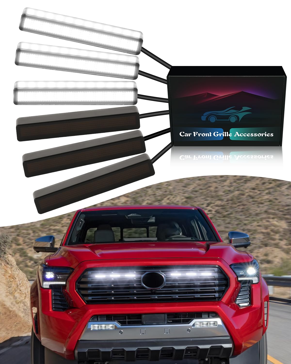 6Pcs White LED Grill Lights for 2024 Toyota Tacoma