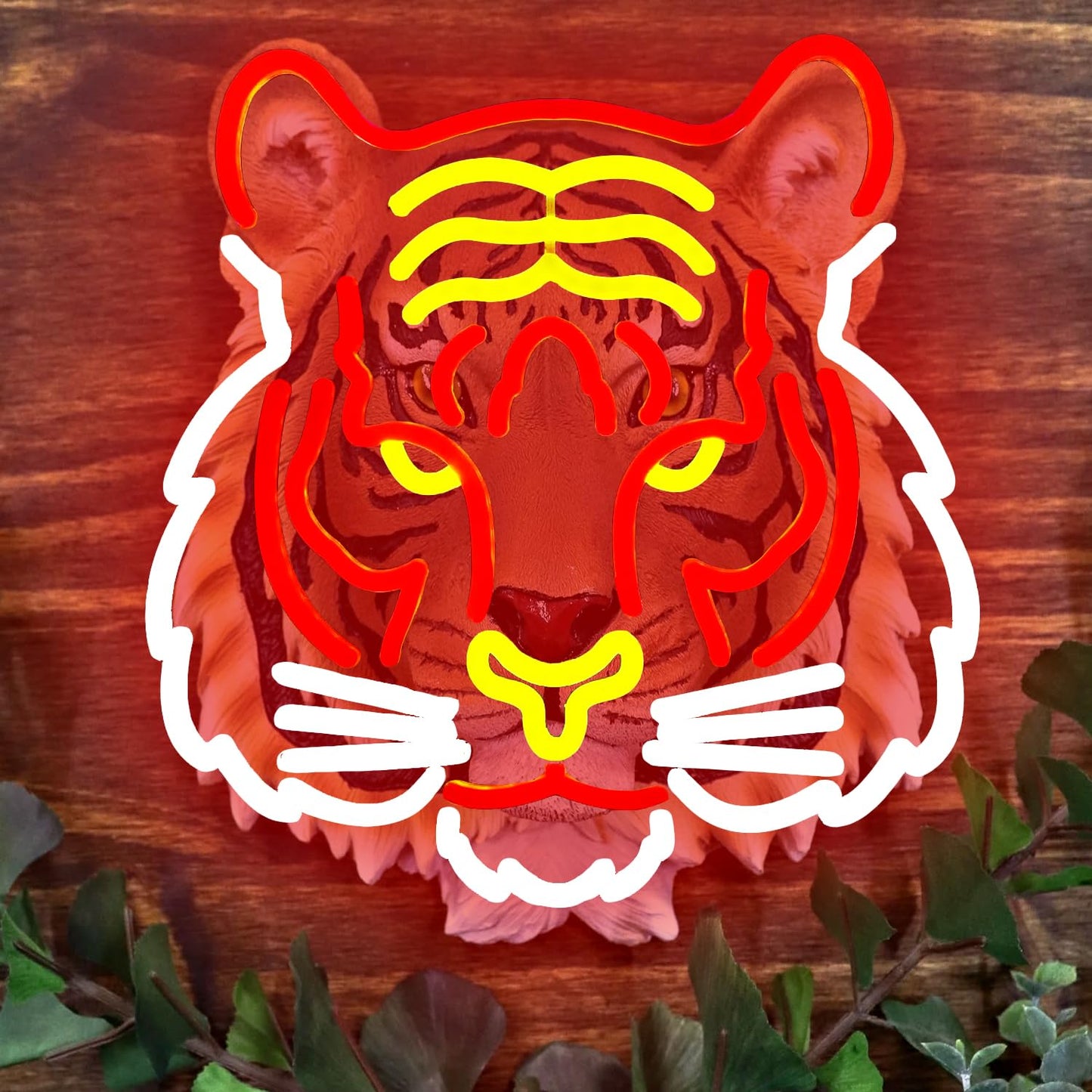 Tiger Neon Neon LED Hanging Sign, Dimmable, USB, 13x13 inches