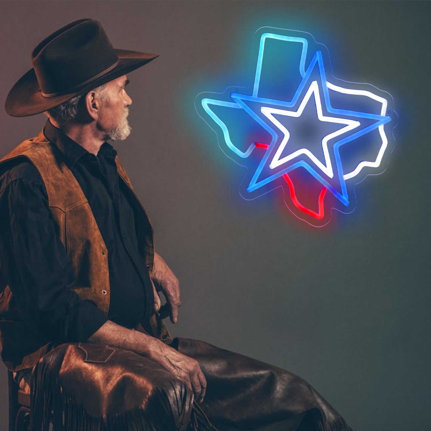 Cowboys Dallas Texas Neon LED Hanging Sign, Dimmable, USB, 11x11 inches