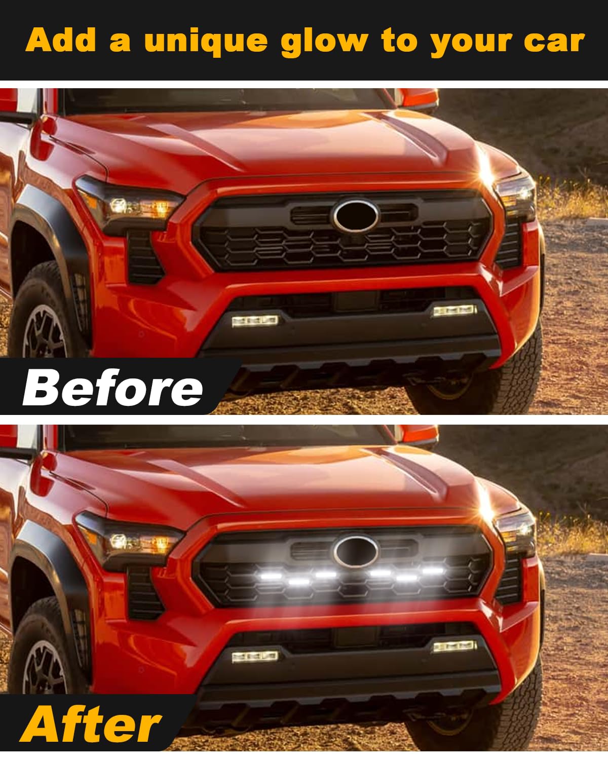 6Pcs White LED Grill Lights for 2024 Toyota Tacoma