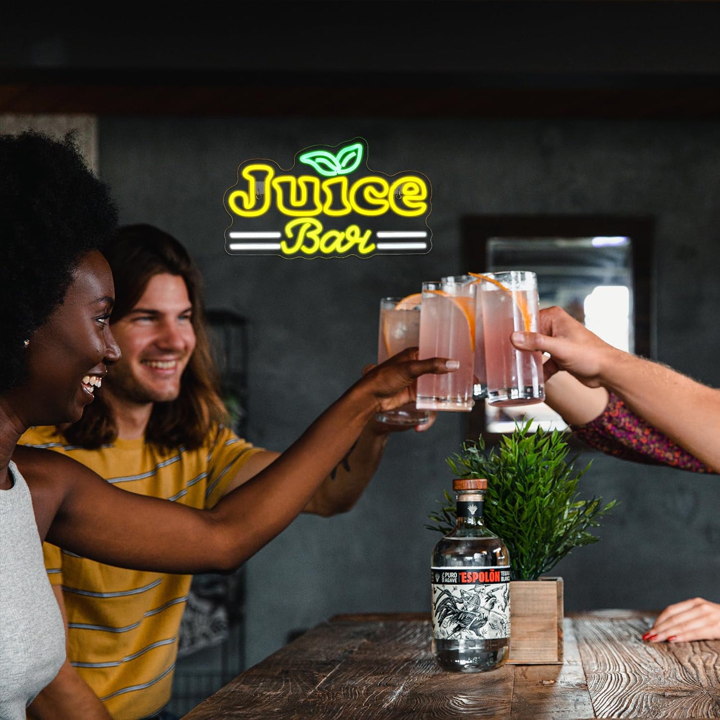 Juice Box Bar Neon LED Sign, USB, Dimmable, (15x8.7 inches)