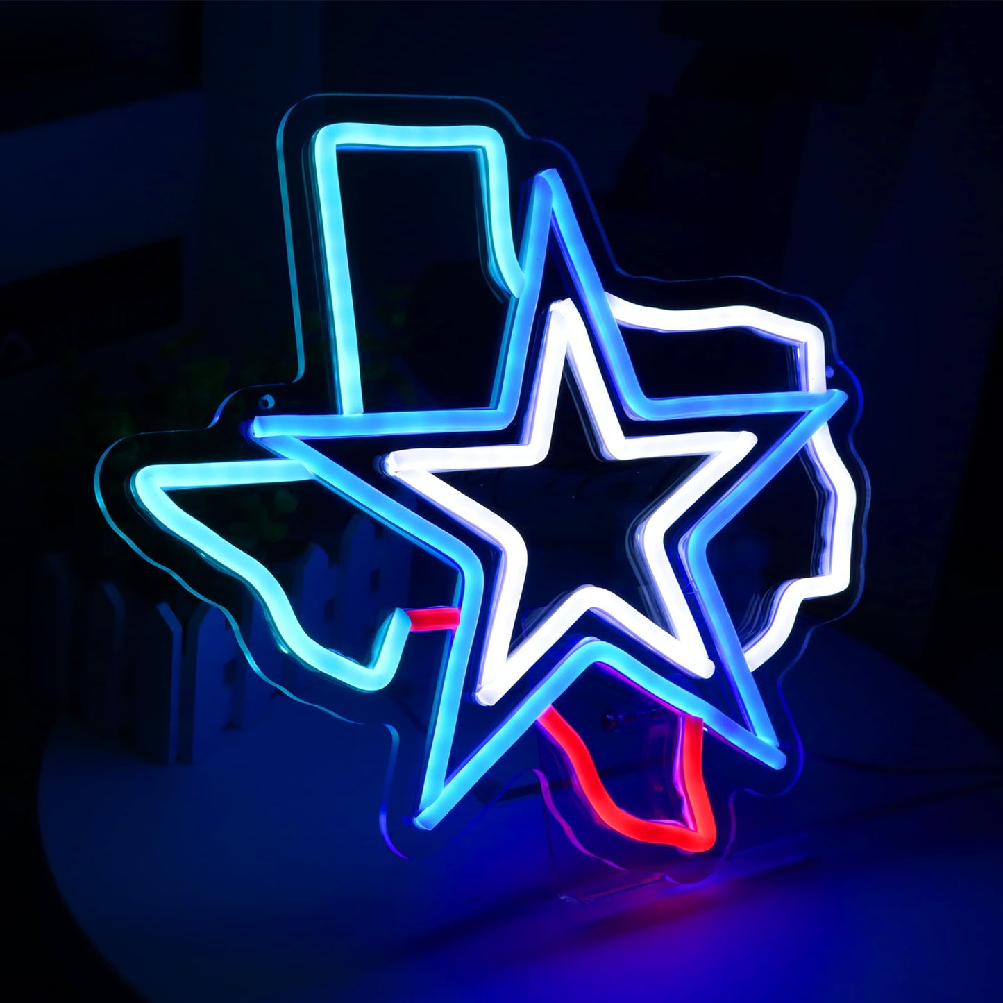 Cowboys Dallas Texas Neon LED Hanging Sign, Dimmable, USB, 11x11 inches