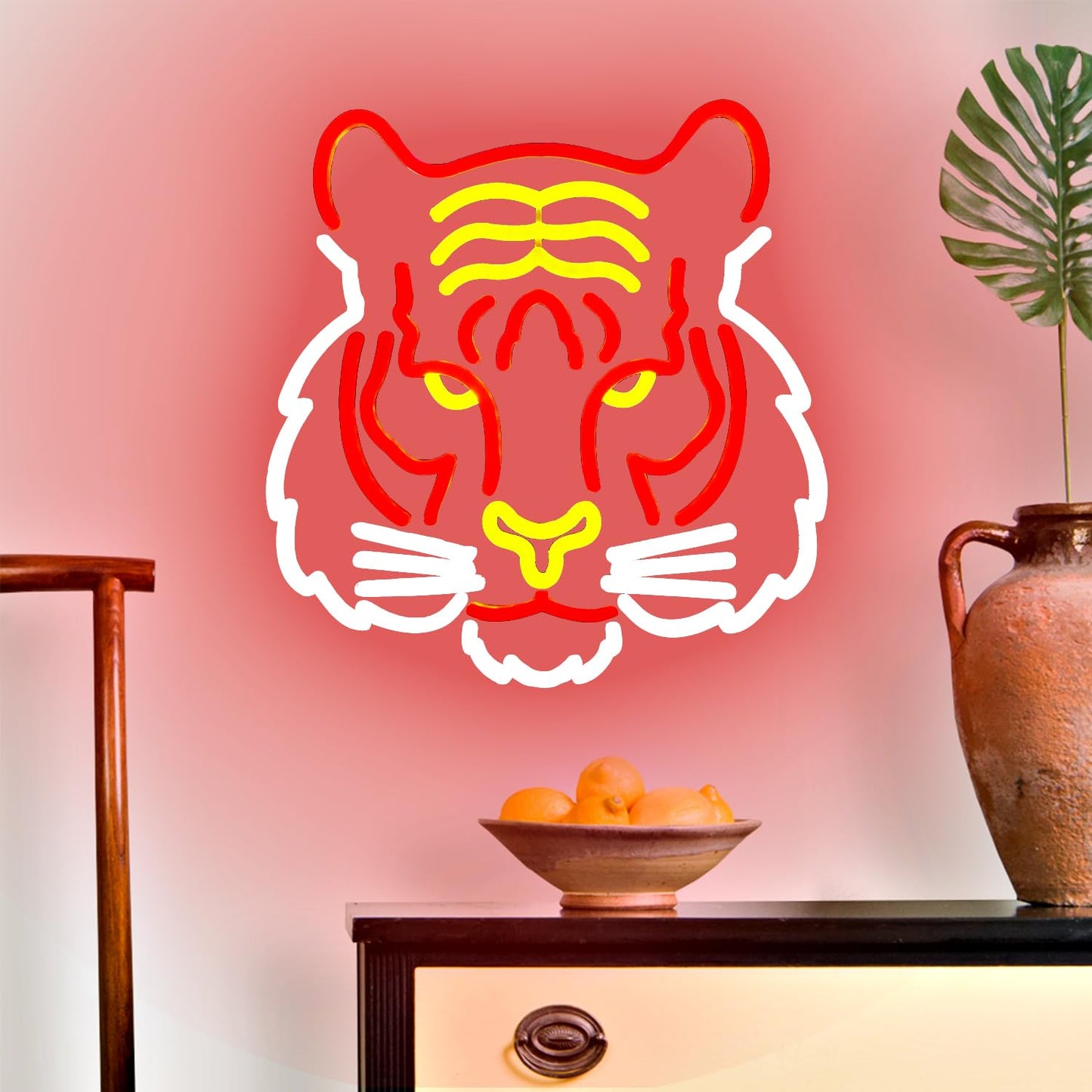 Tiger Neon Neon LED Hanging Sign, Dimmable, USB, 13x13 inches
