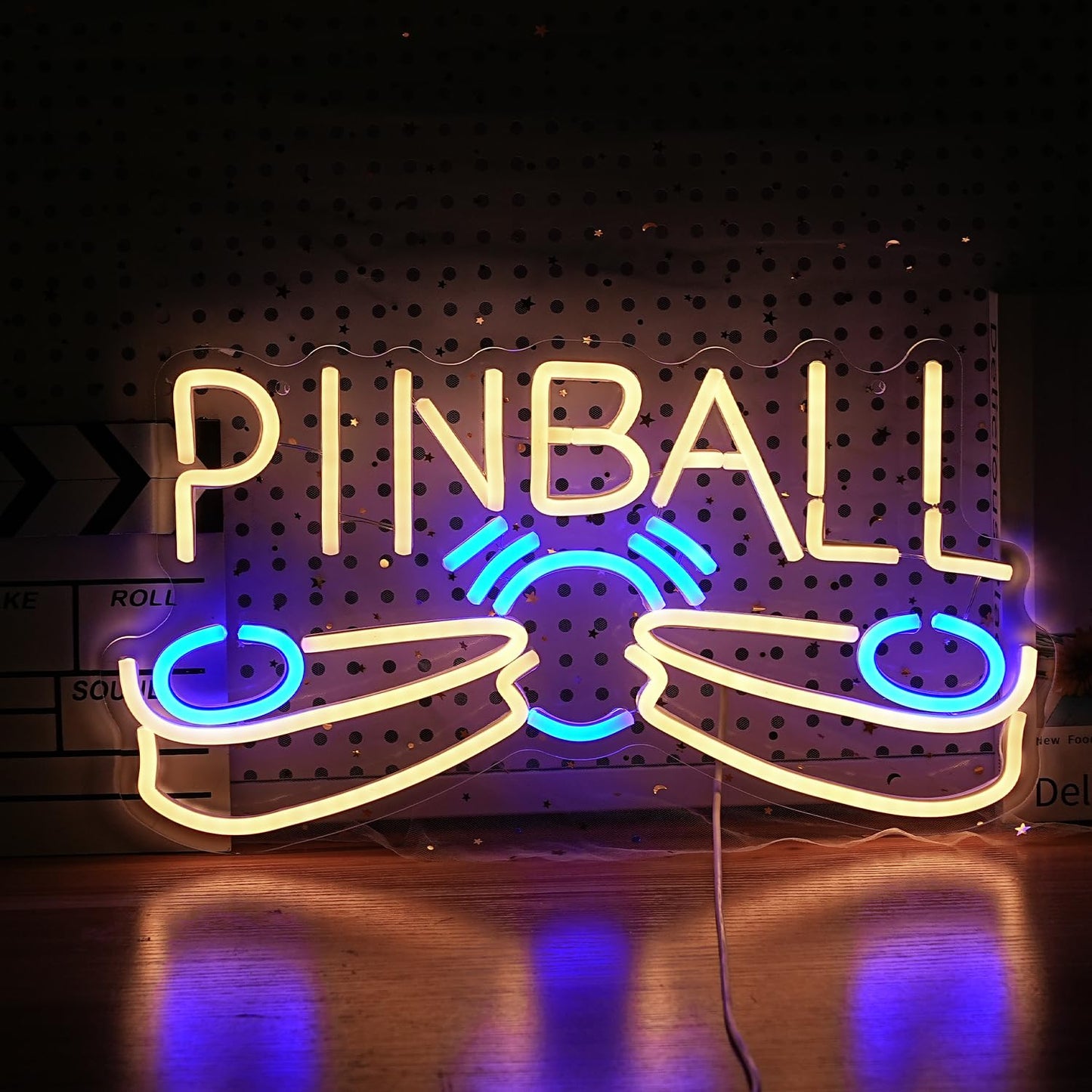 Pinball LED Neon Sign, Dimmable, USB Powered, 17x9 inches
