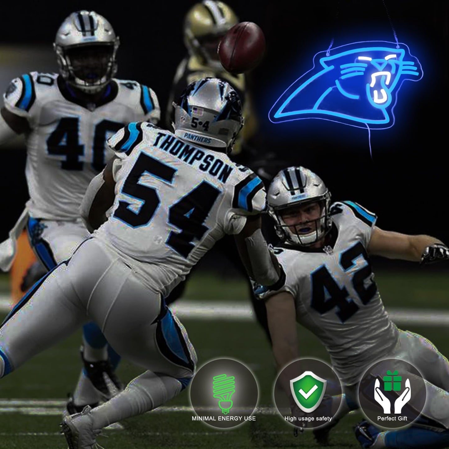 Panthers Football Neon LED Sign Dimmable For Room, Bar , Garage , Man-cave 15.7” x 8.6” inch