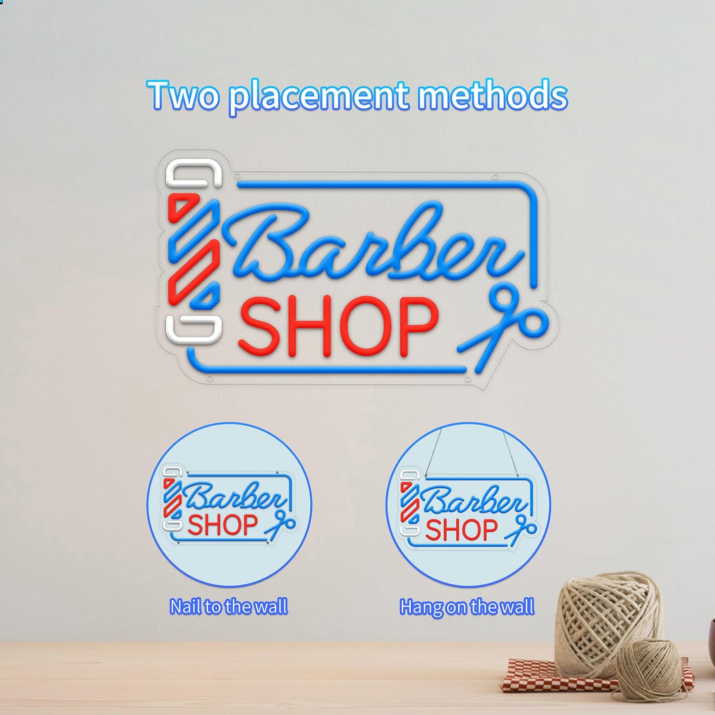 Barbershop Sign LED Neon for Shop, Business 17.3” x 10.1” inch