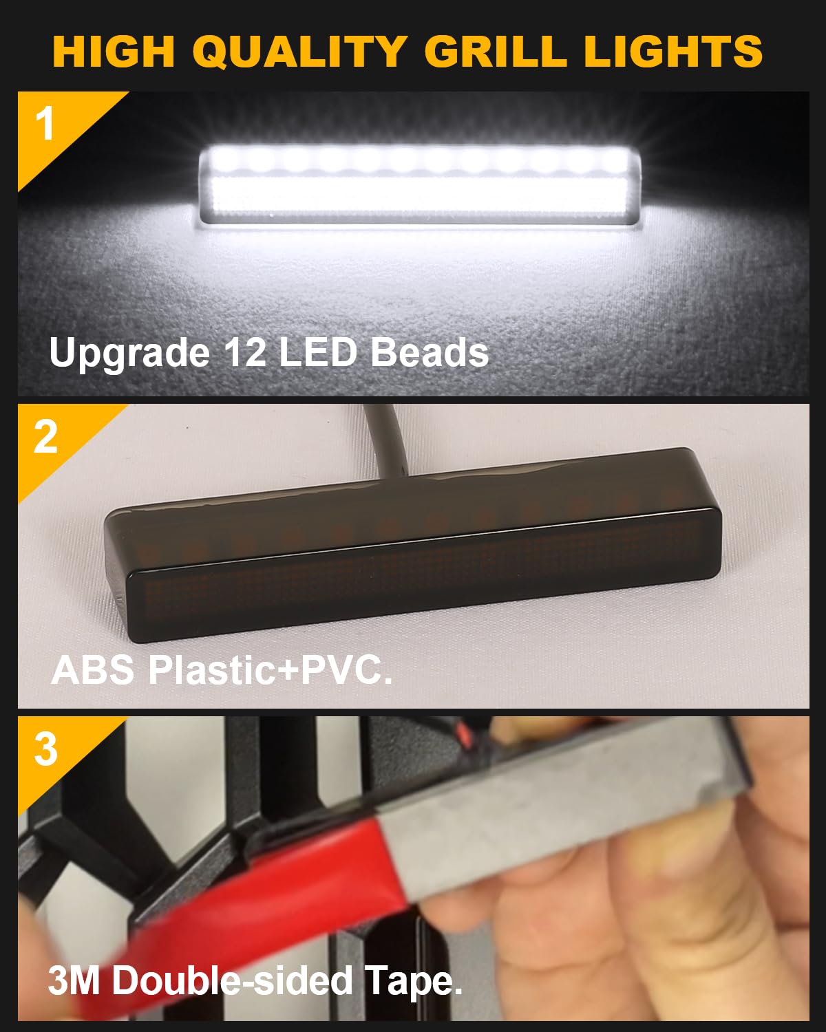 6Pcs White LED Grill Lights for 2024 Toyota Tacoma