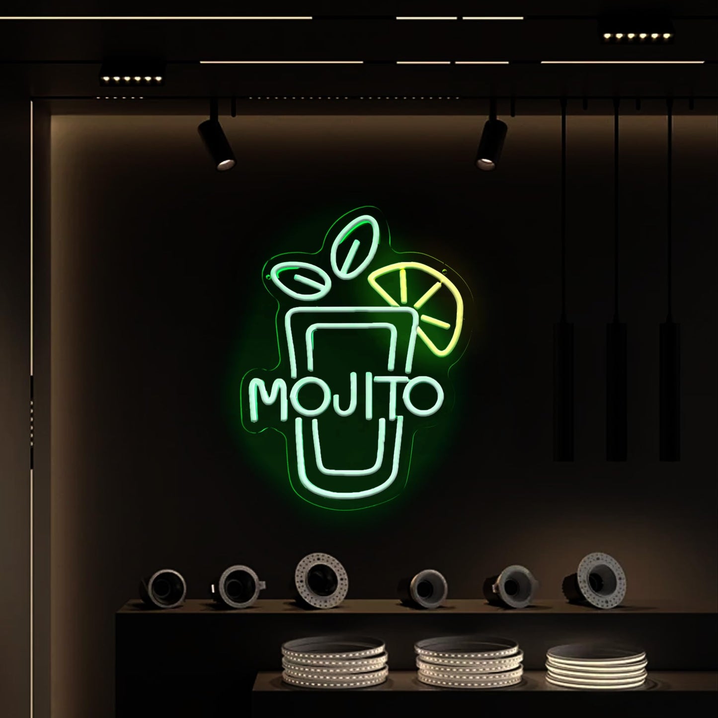 Mojito Neon Sign LED, Dimmable, USB, Wall Hanging (16 x 12.4 Inch)