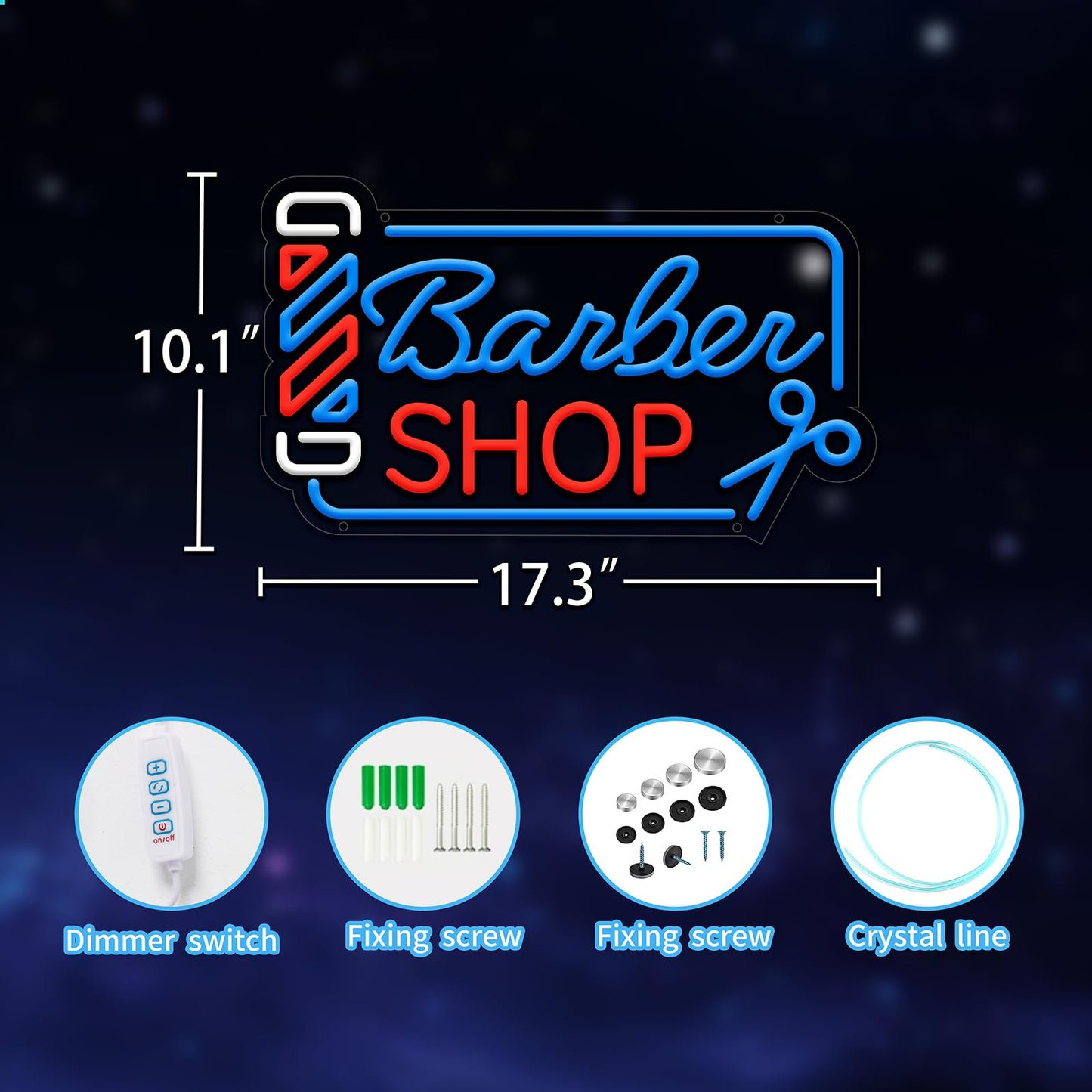 Barbershop Sign LED Neon for Shop, Business 17.3” x 10.1” inch
