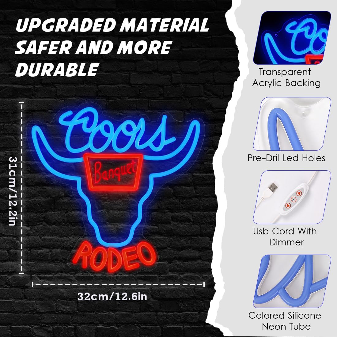 Beer Neon LED Sign, Dimmable, USB Powered, (12.6 x 12.2 inch)