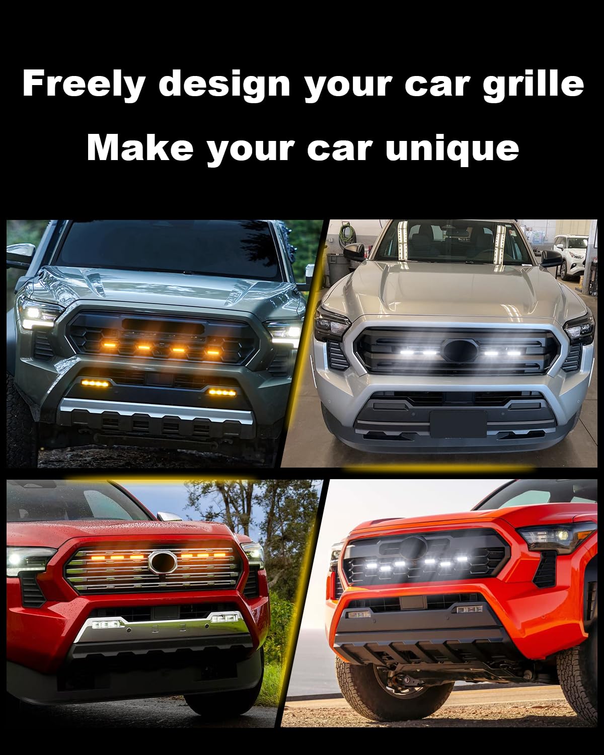 6Pcs White LED Grill Lights for 2024 Toyota Tacoma