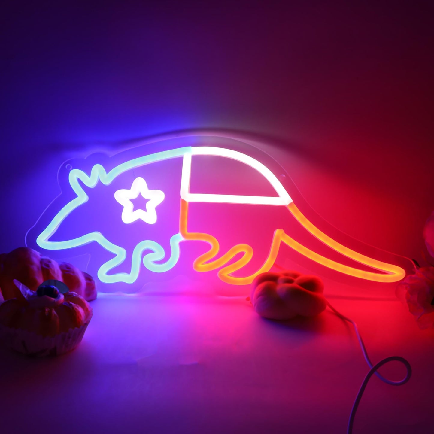 Texas Armadillo LED Neon Sign, Dimmable, USB Powered, 14x13 inches