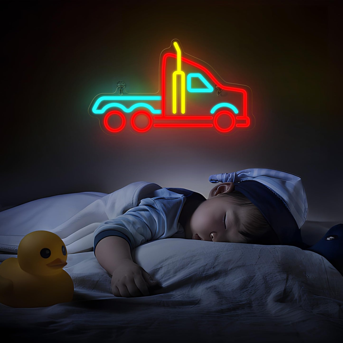 18 Wheeler Neon LED Sign, Dimmable, USB, 16x9 inches