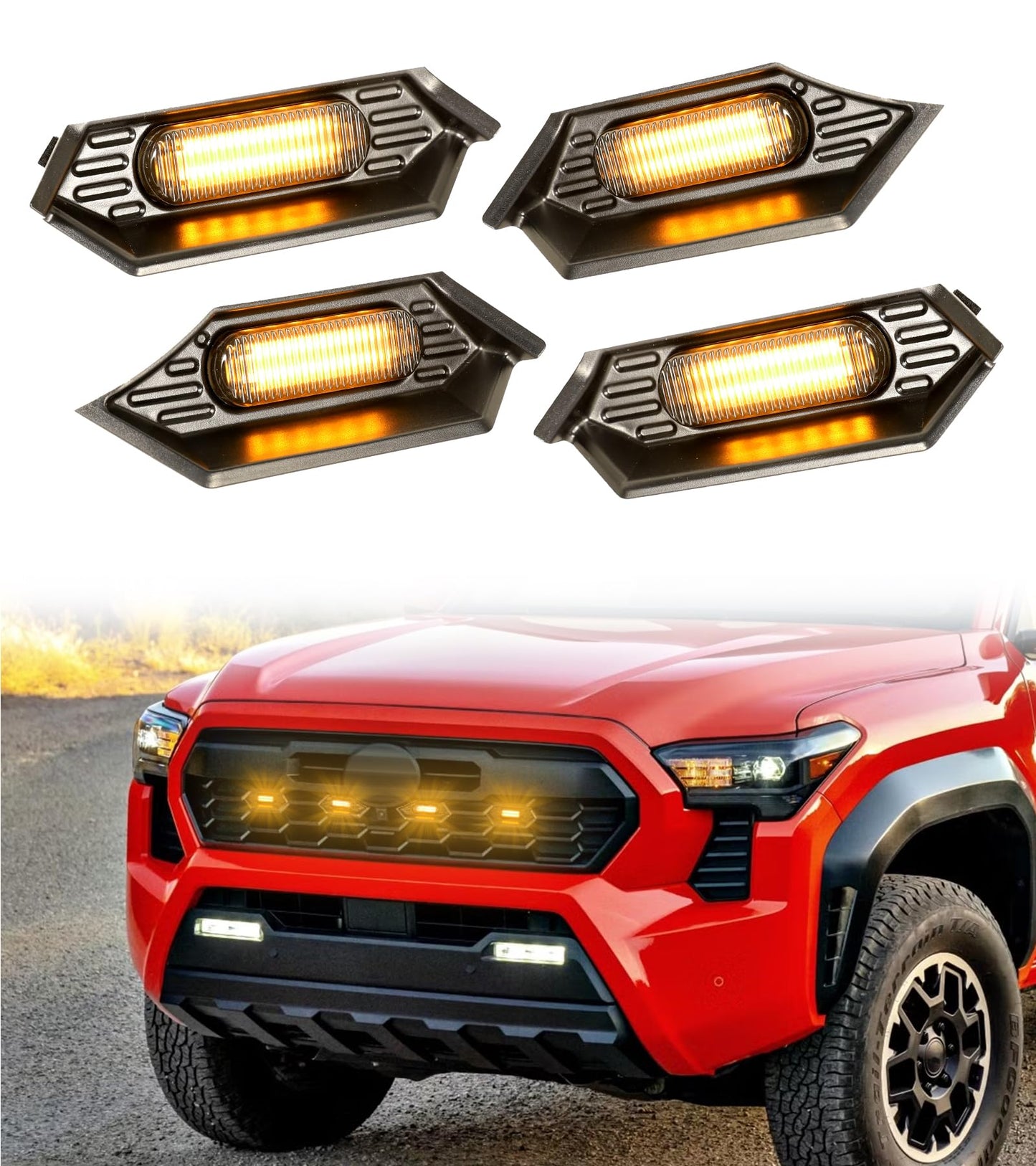 Front Grille Grill lights for 2024 2025 Tacoma,4PCS, Amber