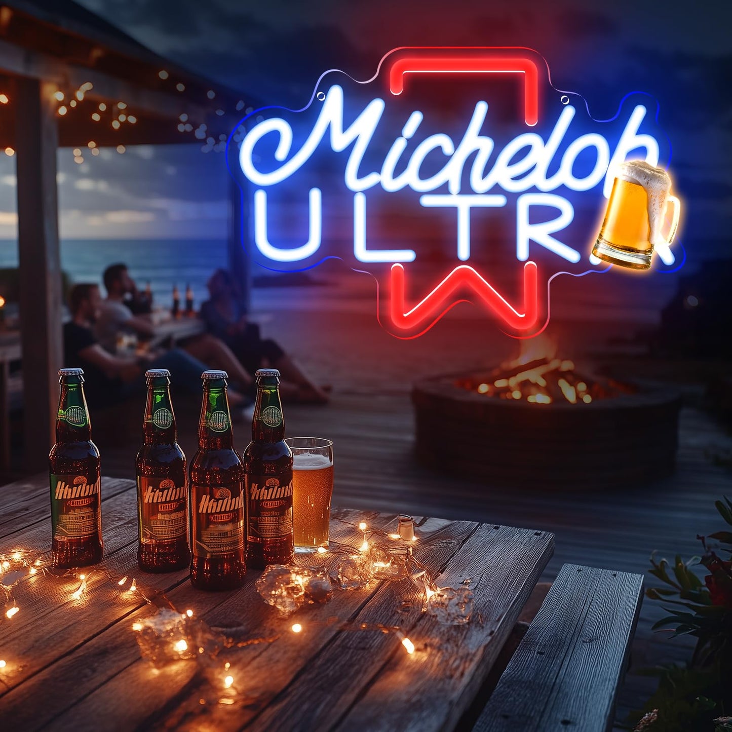 Beer Neon Sign, LED, USB, Dimmable, (16x11 inches)