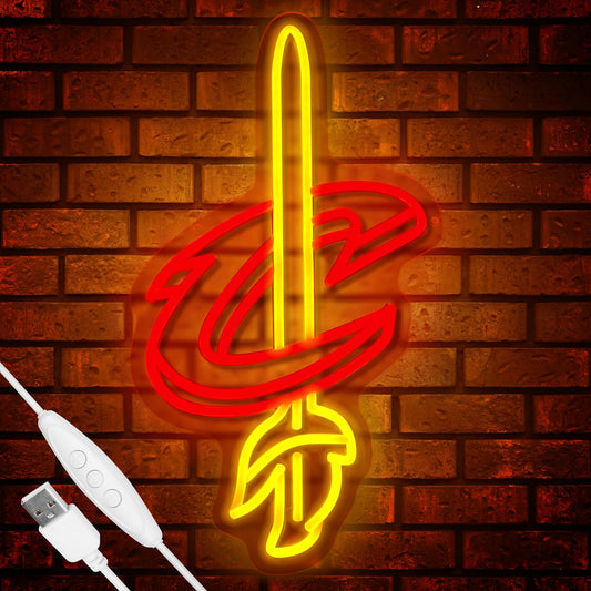 Cleveland Basketball Neon LED Sign, Dimmable, USB Powered, (16x9 inch)