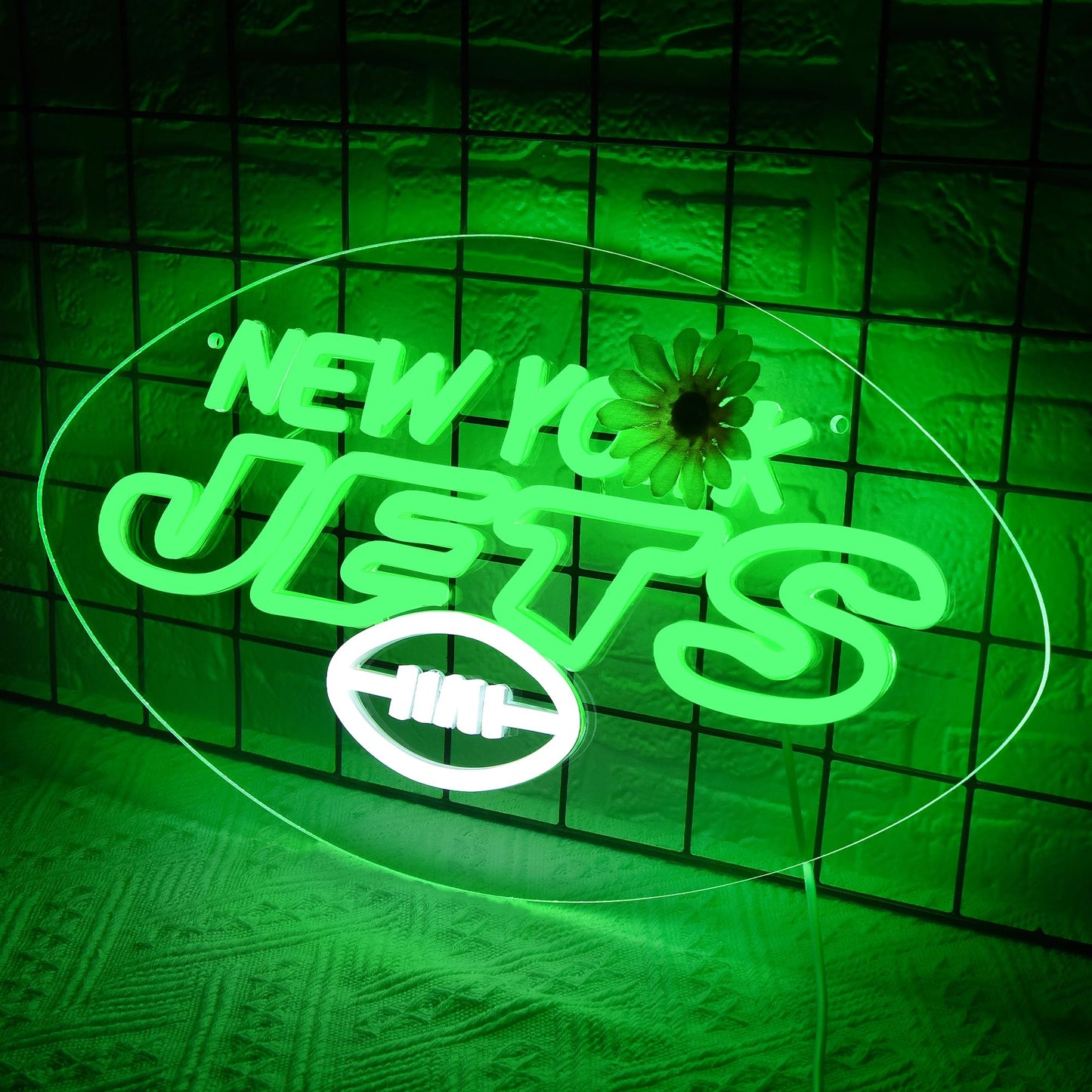 Jets Neon LED Hanging Sign, New York, USB Powered, 16 x 9 inches