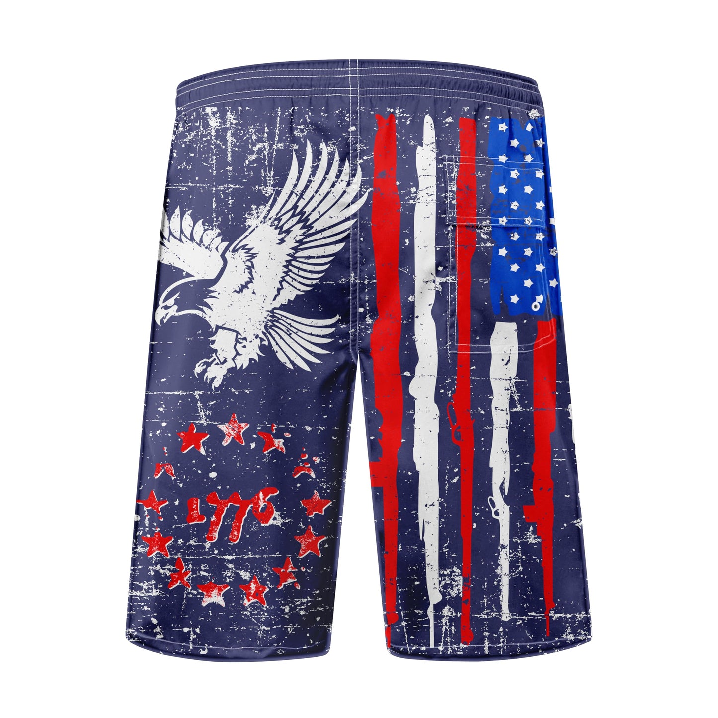 Men’s Quick-Dry 1776 US Flag Swim Trunks, Mesh Lined, Multiple Sizes