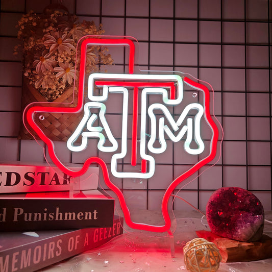 College Football Texas, LED Neon Sign, Dimmable, USB Powered, 14x13 inches