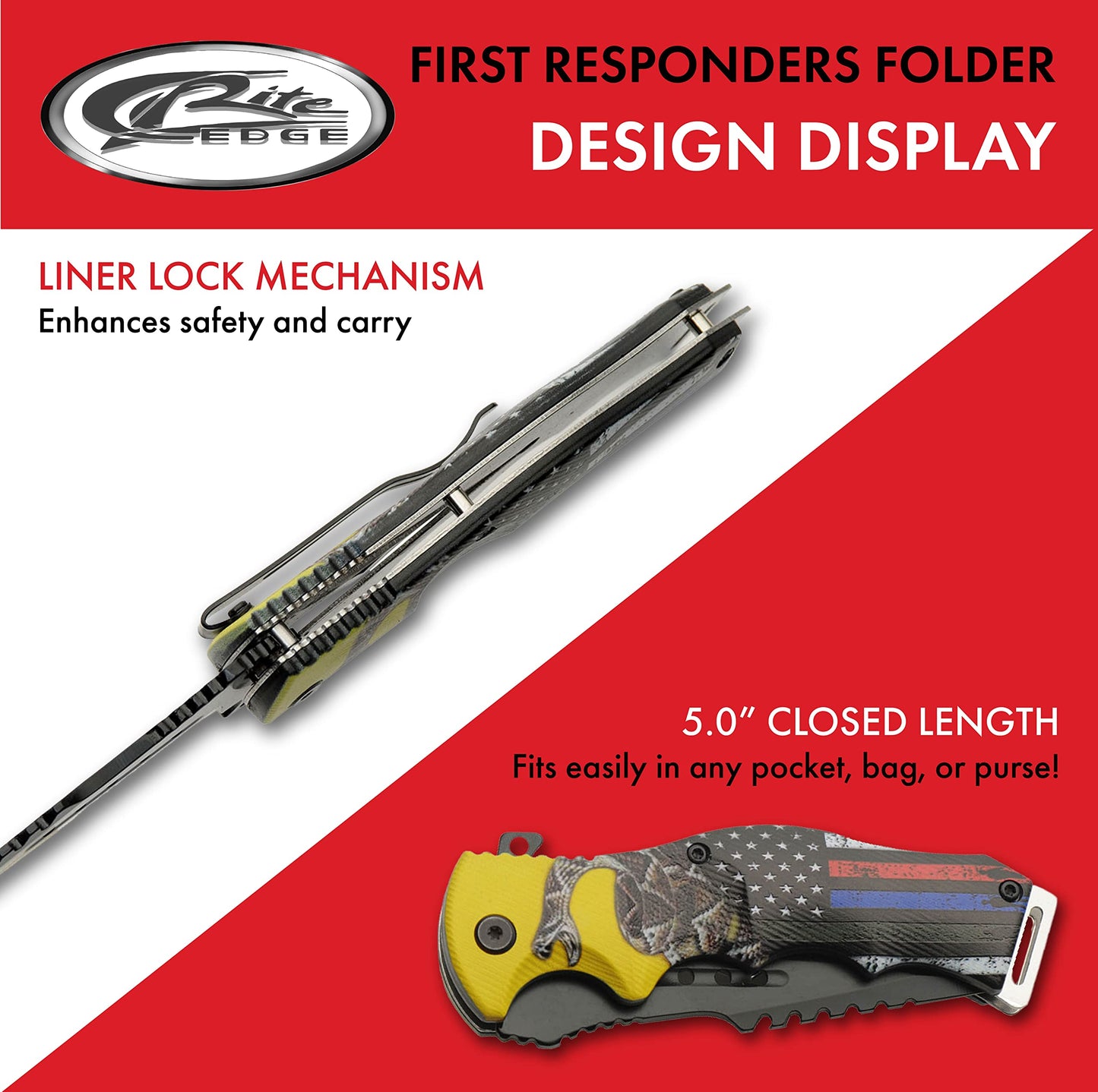 8.5” First Responders Folding Knife – Assisted Open Tanto-Point EDC Utility Knife