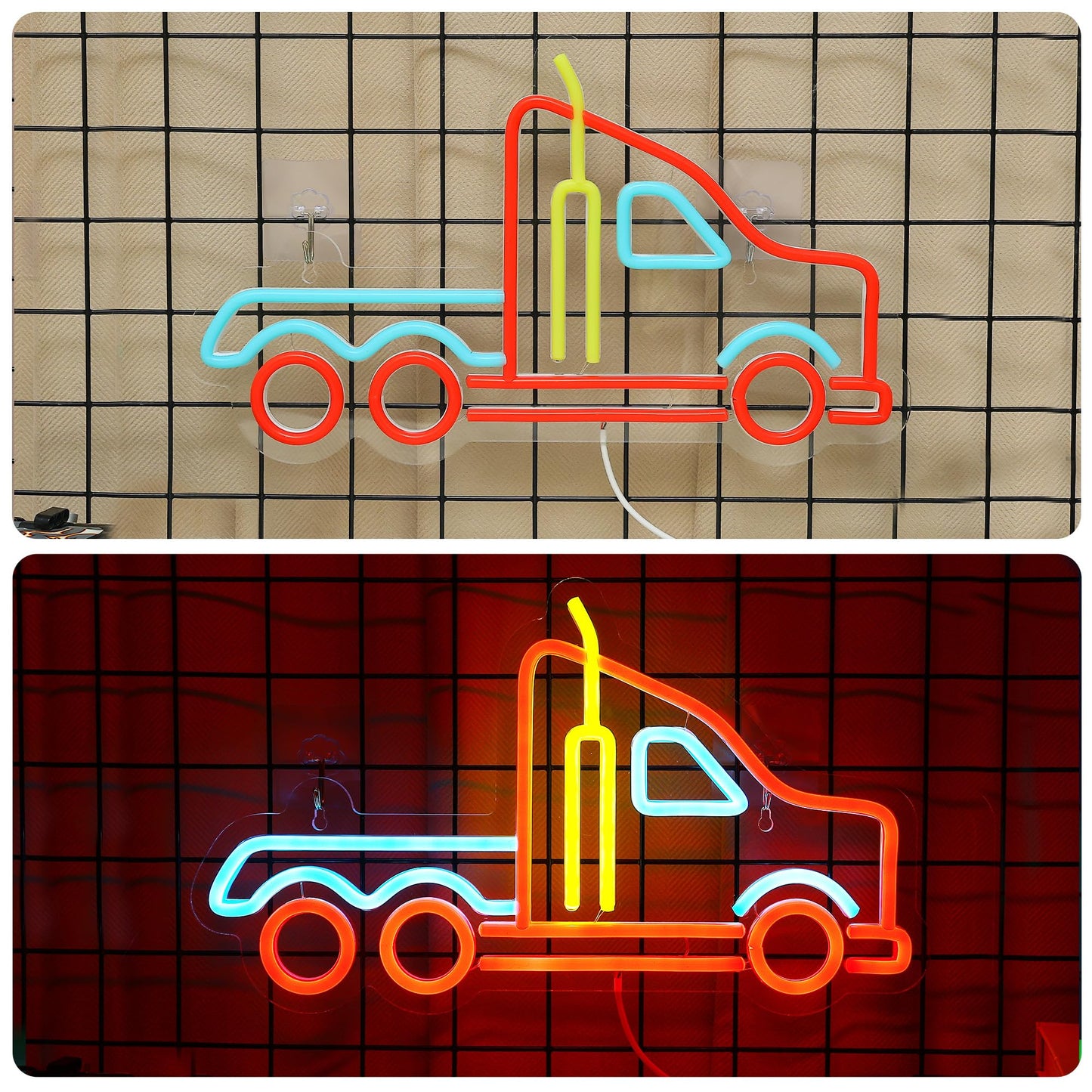 18 Wheeler Neon LED Sign, Dimmable, USB, 16x9 inches