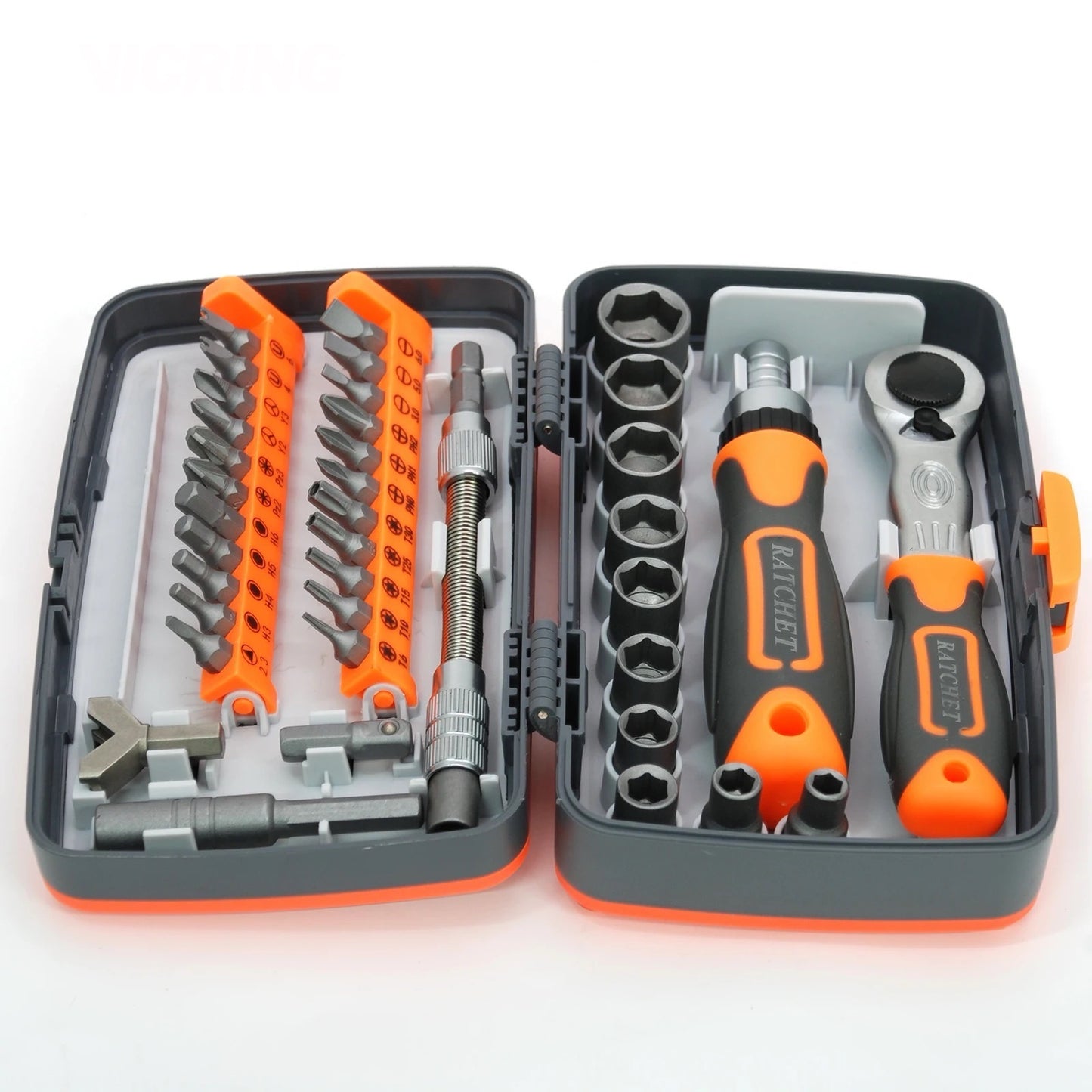 38 Piece 3/8 Ratchet Set, Drive Screwdriver and Socket Wrench with Case