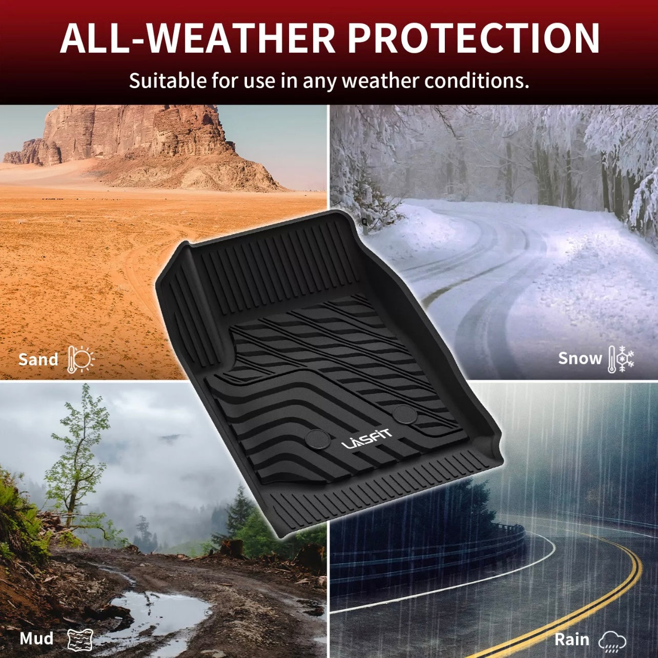 TPE All Weather Floor Mats for 2015-2022 Chevy Colorado & GMC Canyon Crew Cab