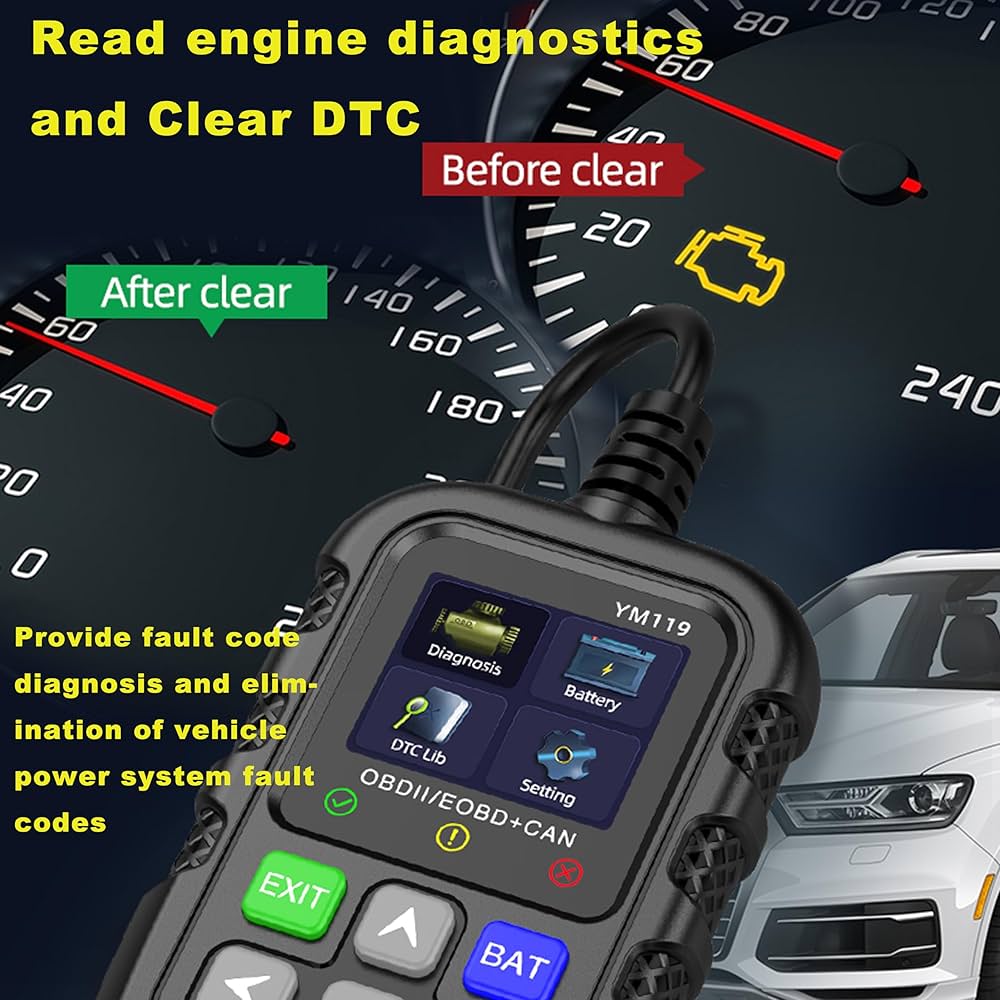 OBDII Scanner, YM119 OBD2 CAN Auto Car Code Reader Diagnostic Scanner Tool