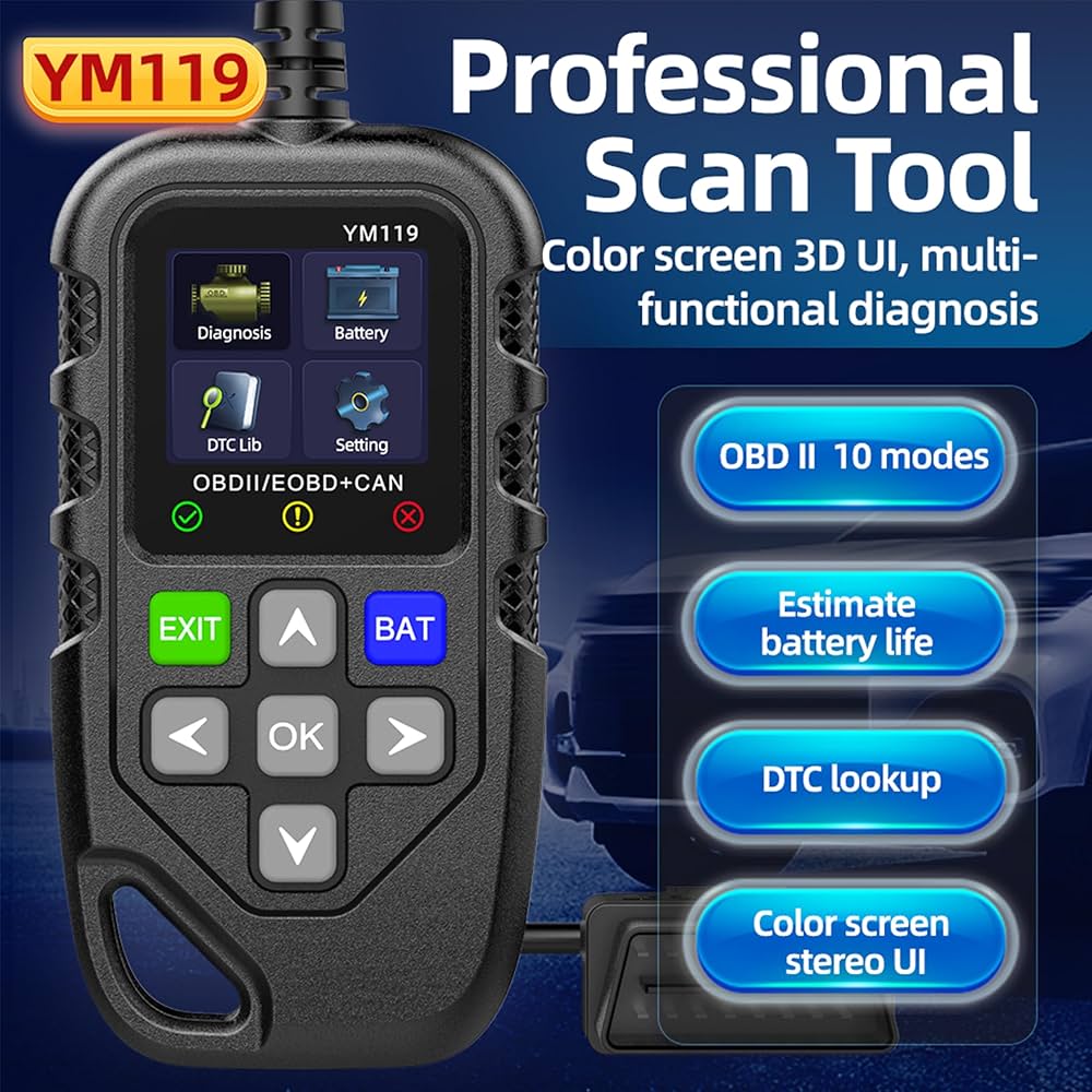 OBDII Scanner, YM119 OBD2 CAN Auto Car Code Reader Diagnostic Scanner Tool