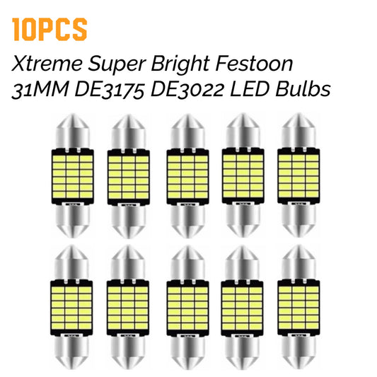 10pcs Xtreme Super Bright Festoon 31MM DE3175 DE3022 LED Bulbs