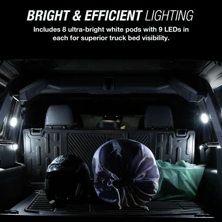 Truck Bed LED Lighting Kit - Bright White, IP65, 3M Adhesive, 8 Lights, Universal
