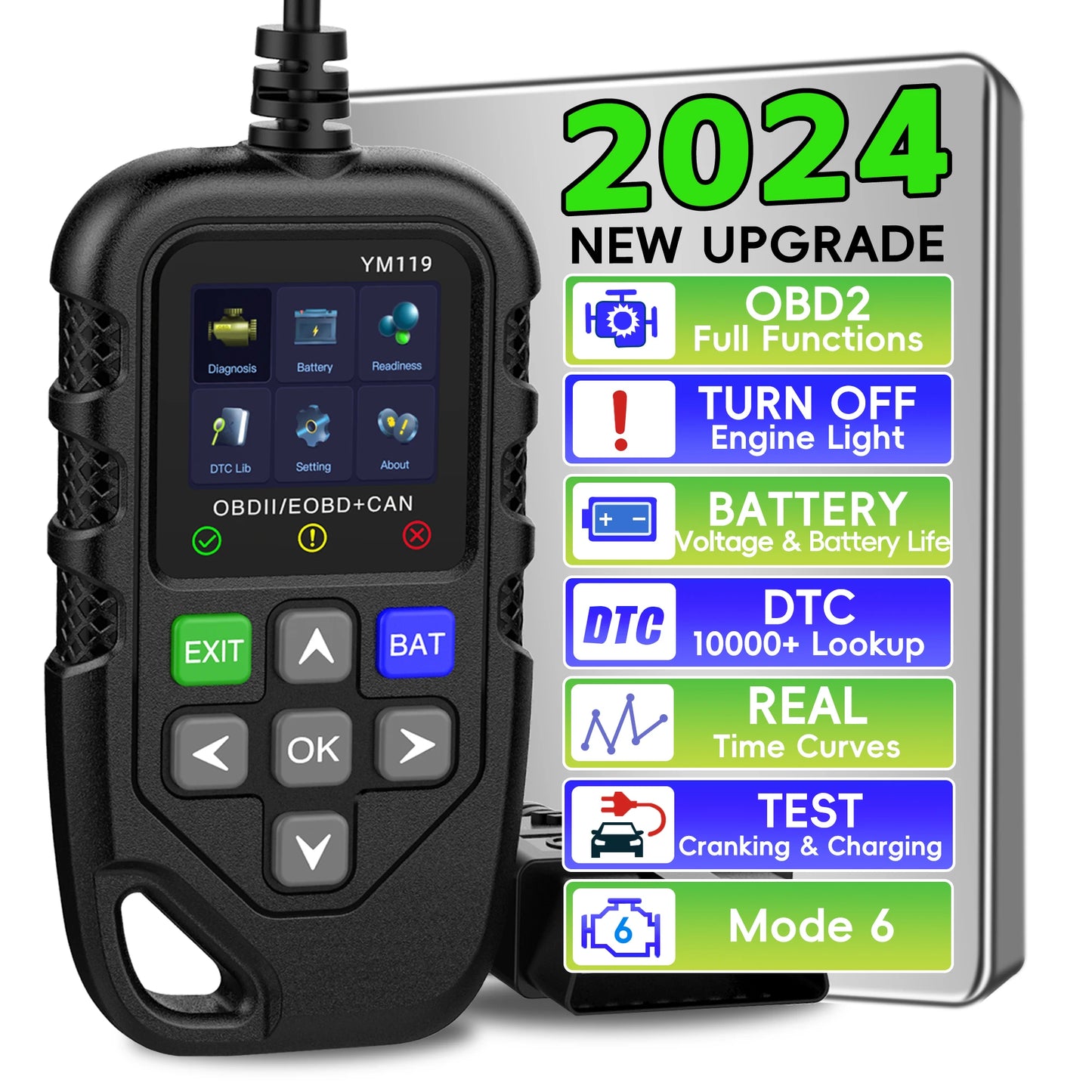 OBDII Scanner, YM119 OBD2 CAN Auto Car Code Reader Diagnostic Scanner Tool