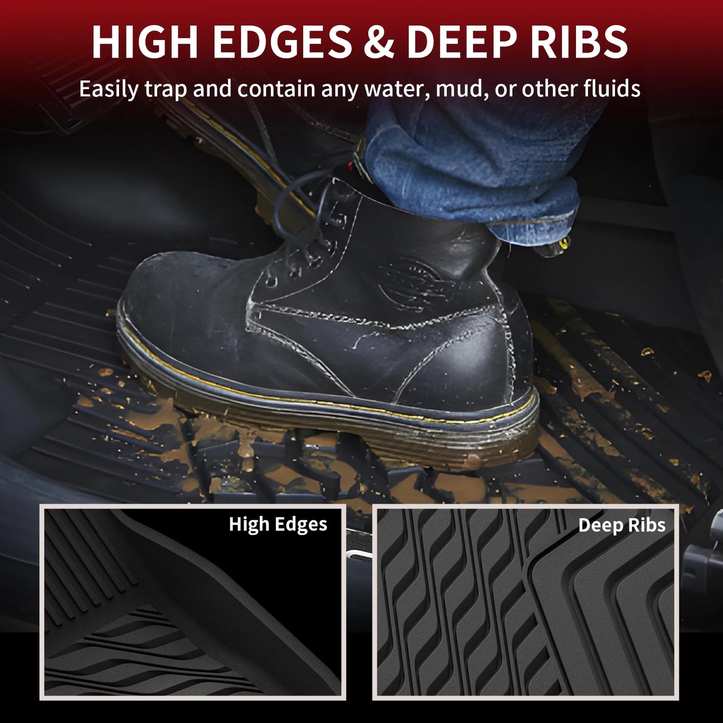 TPE All Weather Floor Mats for 2015-2022 Chevy Colorado & GMC Canyon Crew Cab
