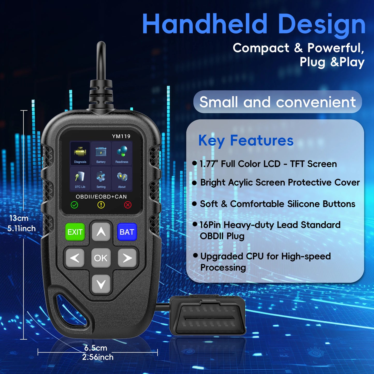 OBDII Scanner, YM119 OBD2 CAN Auto Car Code Reader Diagnostic Scanner Tool